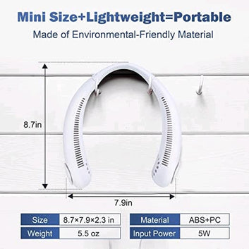 Portable Neck Fan - 3 Speed Rechargeable Bladeless Neck Fan, Adjustable Personal Neck Fan For Women and Men Modern Design, Great Cooling Fan For Travel, Outdoors and Sports